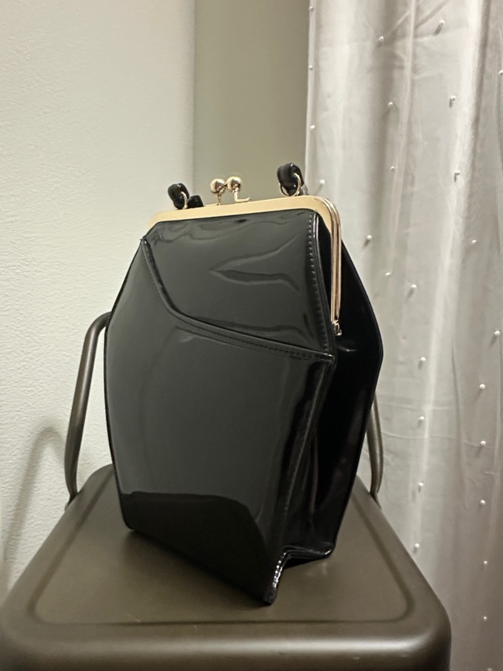 Tatyana To die for black patent leather handbag